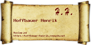 Hoffbauer Henrik névjegykártya